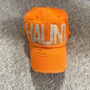 Halloween Distressed Orange HAUNT Baseball Cap Hat